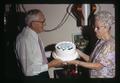 John Fowler and Katherine Fowler at with 90th birthday cake, Corvallis, Oregon, circa 1973