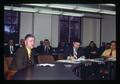 Les Strickler, Edward Fadeley, and Jason Bol at Oregon Ways and Means Committee meeting about faculty salaries, Salem, Oregon, circa 1970