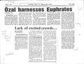 Ozal Harnesses Euphrates",  "Lack of excited crowds...