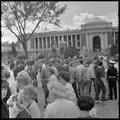 Students assembled in the Memorial Union quad to protest tuition increases