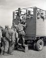 Soldiers getting on truck to go to fields