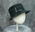 Hat of black wool twisted cord sewn together