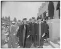 President Strand (center) with colleagues at commencement, June 1959