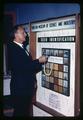 Southwest Oregon Museum of Science and Industry Director Dolph James and seed identification exhibit, Eugene, Oregon, circa 1965