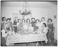 Foreign students in home economics honor Dean Ava B. Milam at a reception at Westminster House, May 31, 1950