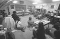 Group in Native American Longhouse