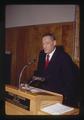 Extension Director Lee Kolmer speaking to Agriculture faculty, Oregon State University, Corvallis, Oregon, September 1971