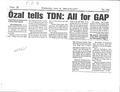 Ozal Tells TDN:  All for GAP