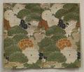 Textile Panel from an obi of beige ground with all-over kinran weave brocade