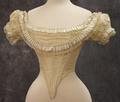 Bodice of ivory silk overlaid with fine silk tulle