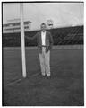 Rally King Duane (Bud) Goodman photographed in Parker Stadium, May 1957