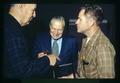 T. J. Starker, Rex Hardley [?], and Andy Landforce examine crawfish, Polk County, Oregon, circa 1971