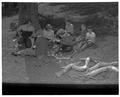 Peeling bananas at Camp Tamarack, May 1958
