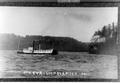 Steamer on Umpqua River, paddle wheel at stern