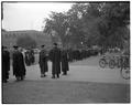 Waiting to line up for the commencement processional, June 4, 1951