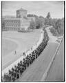 Commencement procession as viewed from the top of the Bell Field stands, June 4, 1950