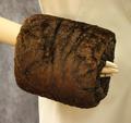 Hand Muff of brown fur with brown satin lining
