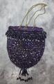 Reticule of faceted iridescent cobalt 4mm beads stitched with purple cord