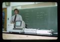 Jim Martin demonstrating computer at Corvallis Coin Club meeting, Corvallis, Oregon, 1983