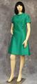 Dress of green silk shantung with round rolled collar and short sleeves
