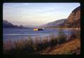 Columbia River with grain barge, Oregon, circa 1973