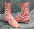 Boots of pink kid leather with scalloped side-button closure