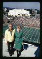 Hal Moe and Estora Moe on the roof of the Parker Stadium President's box, Corvallis, Oregon, circa 1972