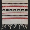 Table Runner or Towel of white muslin with red and black border designs