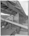 OSC forestry student, Paul Rooney, at Johnny Thompson's mill in Blodgett for Crow's Lbf. Digest, May 1955
