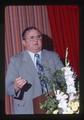 Dee Andros speaking at a Triad Club meeting, Oregon State University, Corvallis, Oregon, 1976