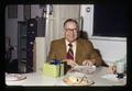 Director G. Burton Wood at office party on his birthday, Oregon State University, Corvallis, Oregon, circa 1973