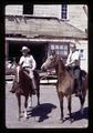 Al Oliver and Dean Wilbur Cooney riding out of Horse Barn for the last time, Oregon State University, Corvallis, Oregon, May 1971