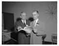 Eugene McKibben (left) of the USDA Agricultural Research Service, posing with Jeff Rodgers, OSC Professor of Agricultural Engineering