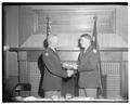 General William F. Dean greeting an OSC cadet, April 1954