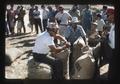 People sewing seed sacks, Dufur, Oregon, 1979