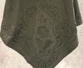 Shawl of black cotton with floral embroidery on one corner