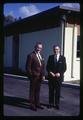 Dean Wilbur Cooney and Harold Schultz outside Seafoods Laboratory, Oregon State University, Astoria, Oregon, circa 1965
