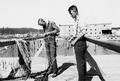 Mending gill nets in Ilwaco