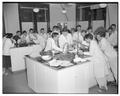 OSC students working in the new Pharmacy laboratory, November 1949