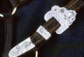 Decorated halter close up of buckle and keeper