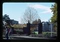 Oregon State University gates with fall colors on trees, Corvallis, Oregon, 1975