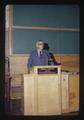 Wilbur Cooney speaking to Agriculture faculty, Oregon State University, Corvallis, Oregon, September 1971