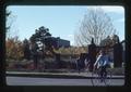 Oregon State University gates with fall colors on trees, Corvallis, Oregon, 1975