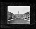 Full view, Franklin High School, Portland. Group of students in front of building.