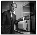Peter Dehlinger and seismograph, April 1964