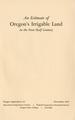 Oregon Agriculture: An Estimate of Oregon's Irrigable Land in the Next Half Century, November 1955