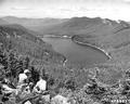 John Todd and E. Peffer surveying Bull Run Lake from Hiyu Mountain