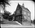 Rear view, Portland Academy. Ivy-covered building, Hall St. in foreground.