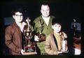 Elias Guzman and sons holding trophies, Mid Valley Coin Club meeting, Corvallis, Oregon, 1971