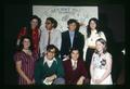 AFS students in front of map of the world, Oregon State University, Corvallis, Oregon, circa 1971